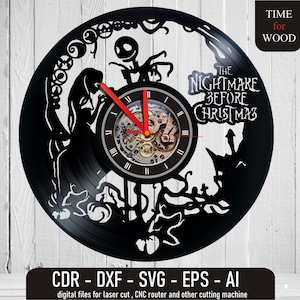 Nightmare Vinyl Clock Vector Nightmare svg file Nightmare dxf file Nightmare eps file before Christmas svg Halloween Vector with Sally Bride