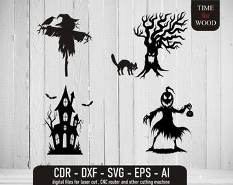 ハロウィーンのベクターテーマかかしベクターかかしCNCかかしファイルお化け屋敷ベクター怖い家デジタルファイルハロウィーンのパターン
