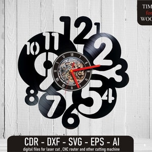 Funny Clock Digital Files Wall Clock svg Wall Clock dxf Funny Numbers Vector Clock Vector Laser Cut Clock