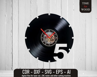 面白い 5 時のデジタル ファイル ビニール時計ベクター 時計デジタル ダウンロード 時計 svg 時計 dxf 時計 cdr 時計 eps 時計 jpg