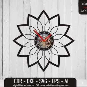 Flower Clock Digital Files Flower Wall Decor svg Flower Clock Vector Flower Vector Flower cnc file
