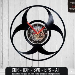 Biohazard Symbol Vektor Biohazard Sign Digitale Dateien Biogefahren Uhr Dateien Biohazard svg Biohazard dxf Biohazard cdr Wissenschaftliche Uhren
