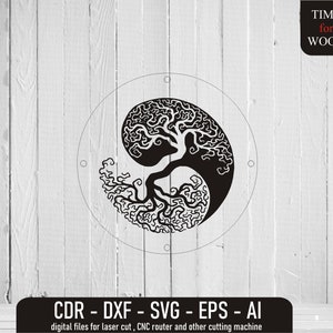 Arbre de vie svg Arbre vie fichier vectoriel Arbre vie cdr Yin Yang Arbre svg Yin et Yang Arbre celtique