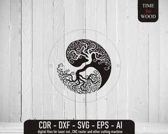 Tree of Life svg Tree Life Vector File Tree Life cdr Yin Yang Tree svg Yin and Yang Celtic Tree