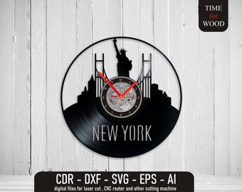 New York Clock svg NY Vinyl Clock Digital File New York Wall Decor dxf New York svg New York Vector New York Cut File
