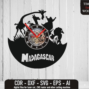 Madagaskar Vinyl Clock File Wall Decor Digital Files Madagaskar svg Africa Animals Vector Safari svg Safari Animal Vector Print and Cut File