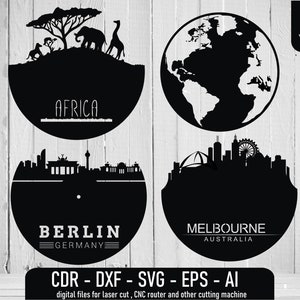 Set of Vector Files Places Bundle svg Earth svg Africa Vector Cities svg Cities Bundle City svg Set Cities eps 4 pcs svg