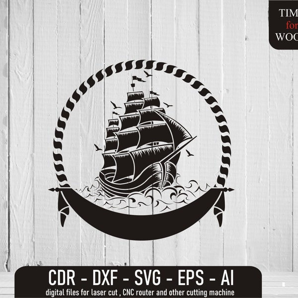 Ship Digital Files Ship svg Ship Logo Vector Maritime Logo dxf Maritime Logo svg Nautical Logo Vector