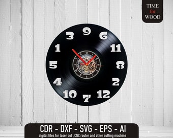 Vinyl Wall Clock Digital Download Clock svg Wall Clock Vector Clock eps Clock cdr Funny Clock CNC File