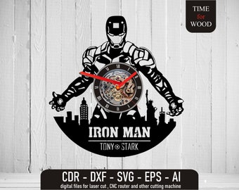 Superhero Digital Files Iron Man svg Iron Man eps Tony Cut File Stark svg Stark eps Stark dxf Stark Clock Stark Silhouette
