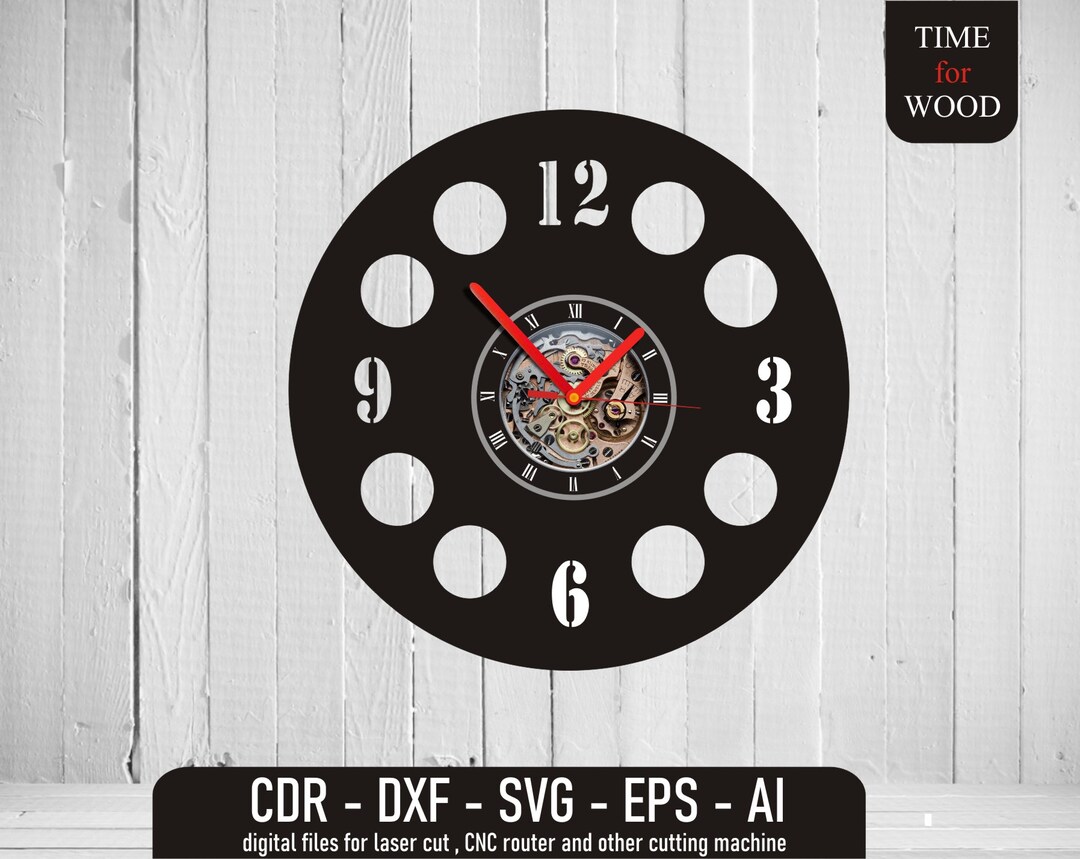 Simple Wall Clock Pattern Svg Simple Vinyl Clock Vector Clock Cdr Wall ...