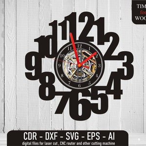 Wall Clock Cut File Vinyl Clock svg Wooden Clock svg Clock Vector Vinyl Clock dxf Wooden Clock dxf