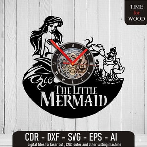 Little Mermaid Vector Ariel Vinyl Clock Files Ariel svg Ariel dxf Ariel eps Ariel cdr Crab Sebastian svg Sebastian Cut File