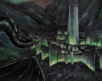 Minas Morgul | Original 12x24 oil painting by Aaron Long