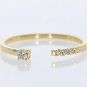 Diamond Open Ring - Simple Diamond Ring - Open Cuff Ring - Bypass Ring - Birthstone Ring - Gold Open Ring - Minimalist Ring