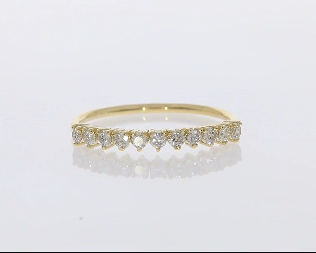Dainty 14K Gold Diamond Band Ring – Minimalist Wedding Jewelry - Etsy