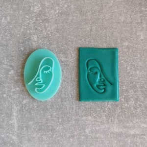 Abstraktes Gesicht Stempel, Gesichtslinien Stempel, Frauengesicht Tonstempel