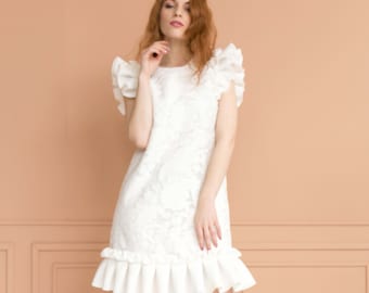 Robe de mariée courte, robe blanche courte, robe de bal blanche, robe unique longueur genou, robe de cocktail blanche, robe blanche pour femme, XS-L