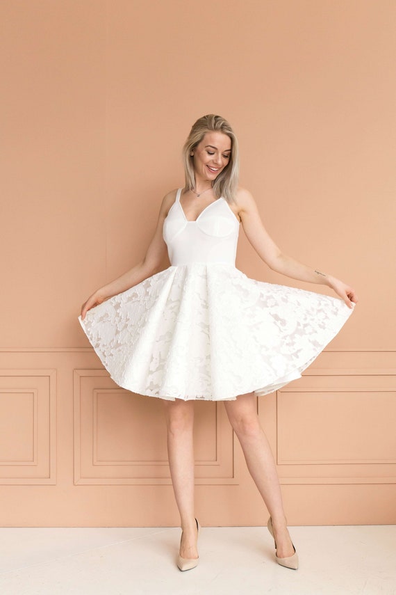 a line white dress short