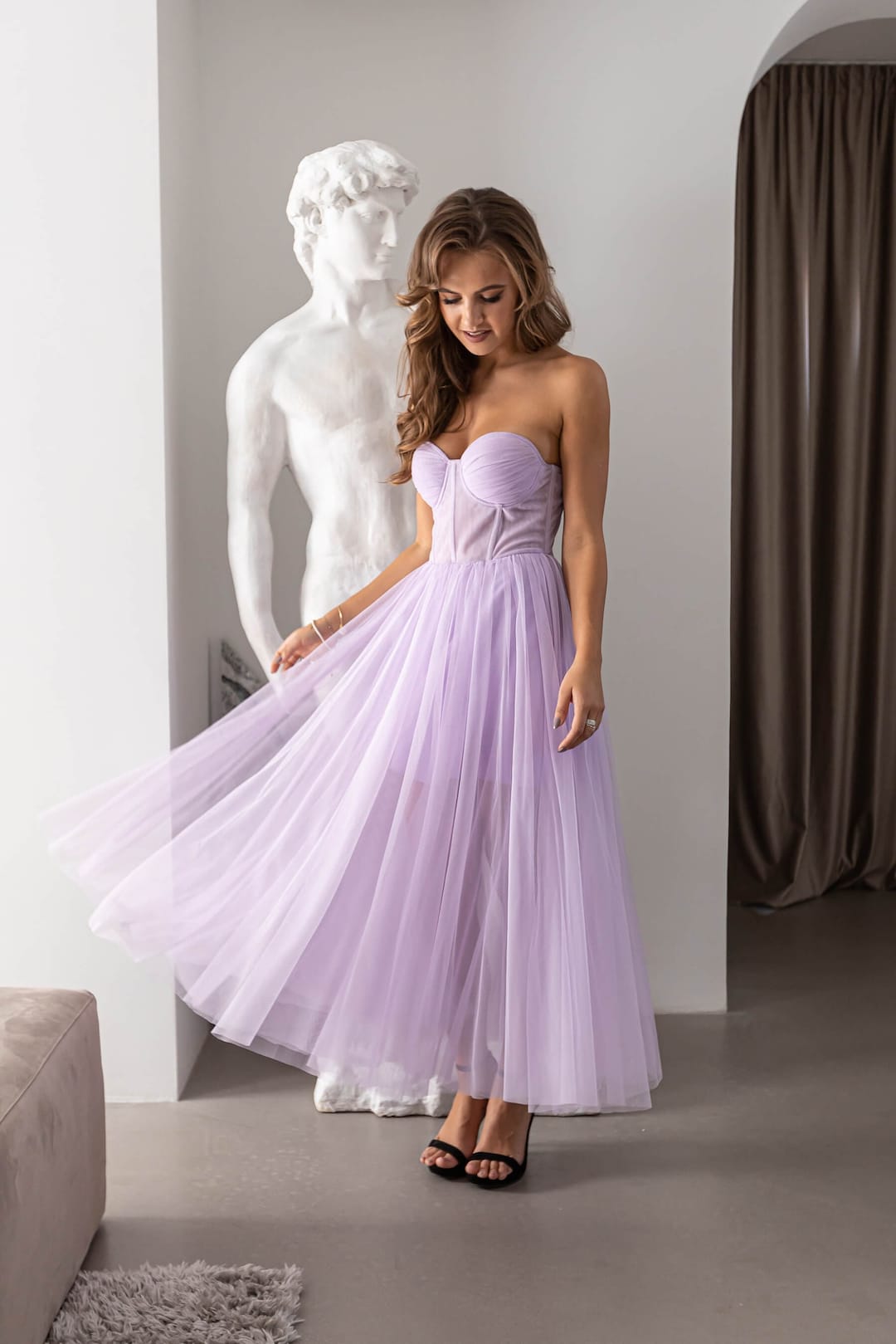Robe Maxi Tulle Robe dinvite de mariage Robe violette Robe de demoiselle dhonneur Robe de demoiselle dhonneur Robe sans manches Robe doccasion Femmes Robe de bal Etsy France