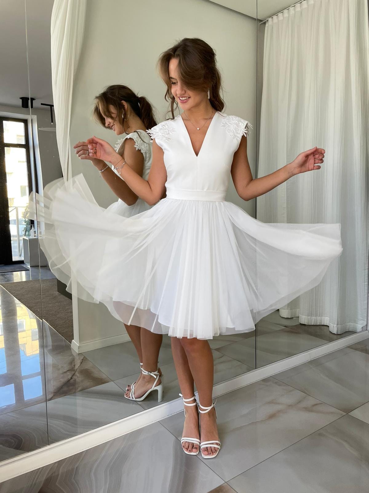 Tulle White Dress Short Wedding Dress ...