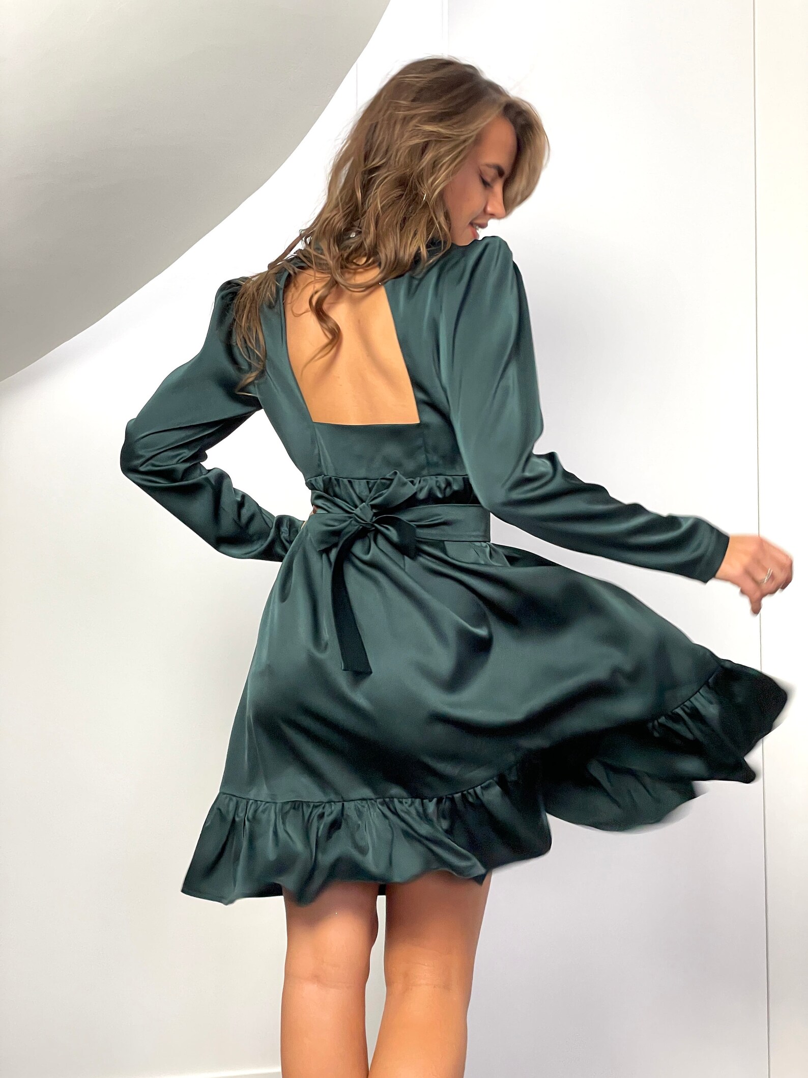 Ruffle Dress Christmas Party Dress Green Dress Dress With Etsy