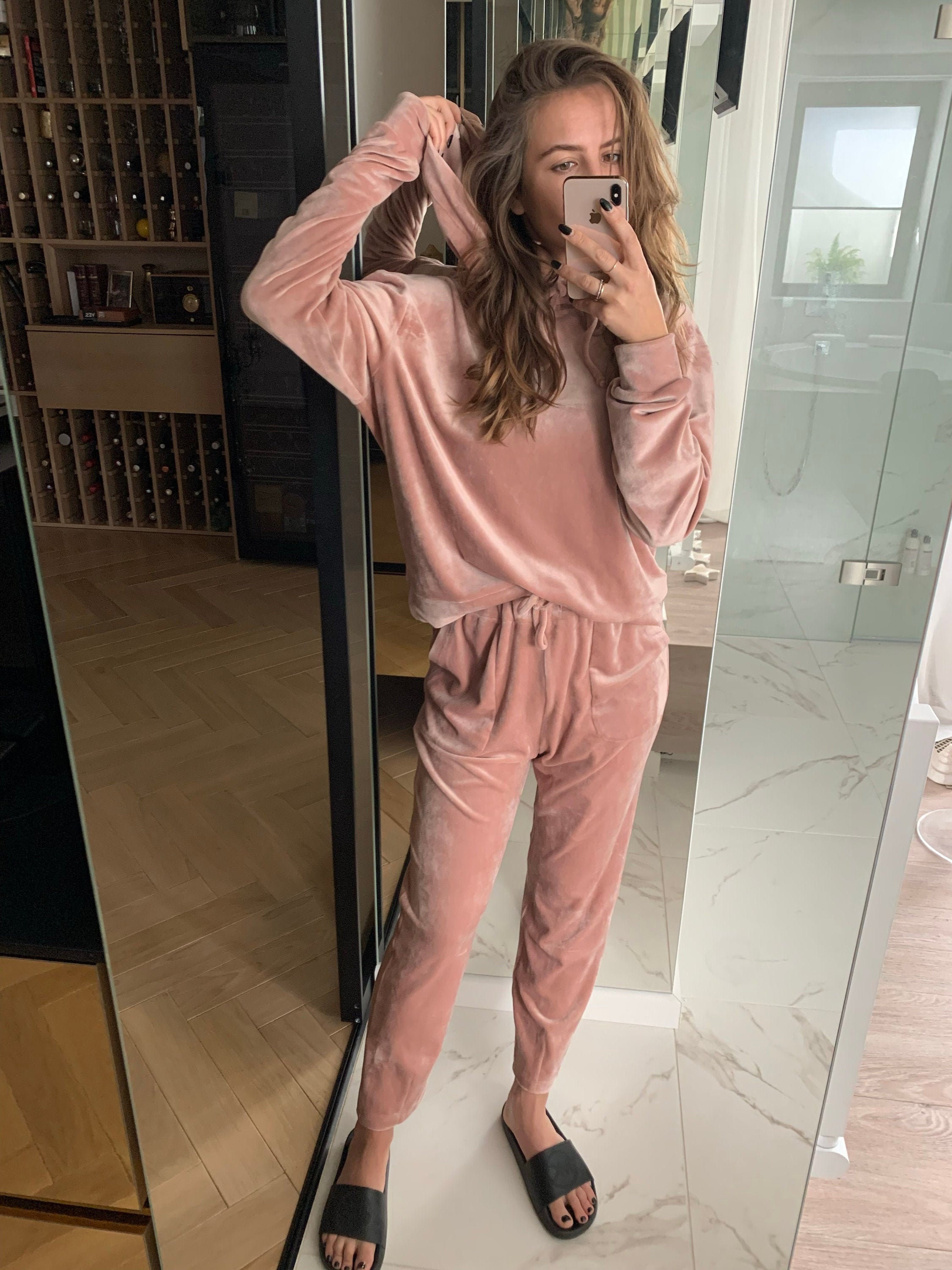 skole lærken Mose Velour Tracksuit Set - Etsy