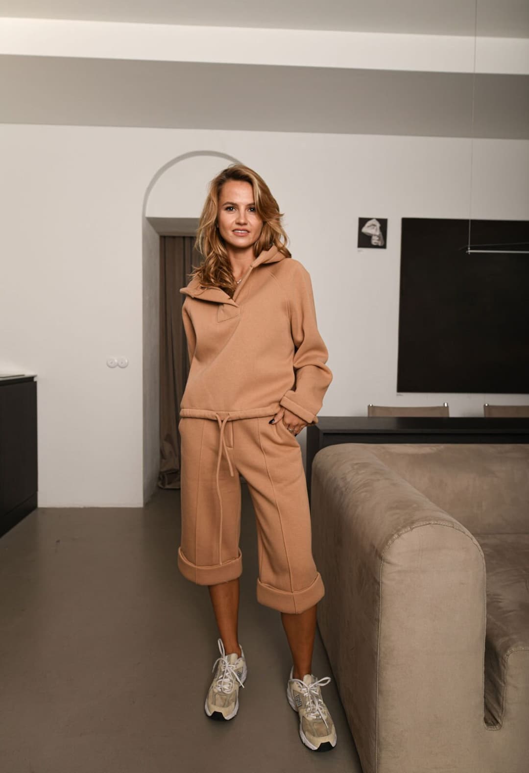 Set con felpa e pantaloncini, completo da casa, completo da donna