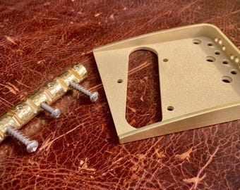 Van Dyke-Harms Brass Telecaster Bridge and Monolithic Saddle Combo-Vintage Spec Mounting