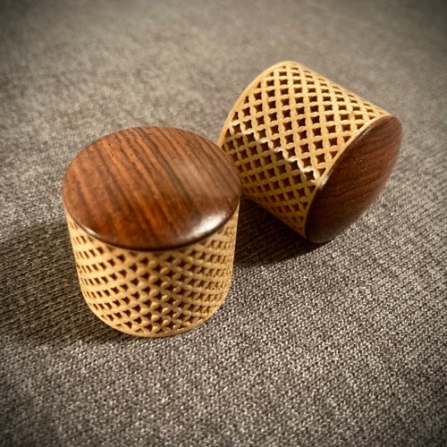 Van Dyke-Harms Knobs, Set of 2, Maple/Rosewood 2-Tone, Telecaster,Heavy Knurled, Custom, Strat, Gibson buying