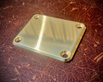 Plaque de manche en laiton extra-épais Van Dyke-Harms avec vis, convient aux guitares de style Fender, 4 trous