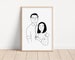 Illustrated Waist Up Black and White Portrait -Custom Couple Portrait, Custom Family Portrait,Personalised Portrait, Illustrated Portrait 