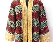 Vintage Cotton Kantha Floral Print Jacket Women Plus Size Quilted Summer Coat Sari Ethnic Jacket