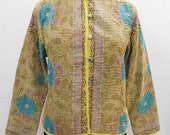 Vintage Cotton Short Kantha Jacket Floral Print Hippie Boho Designer Fashionable Coat