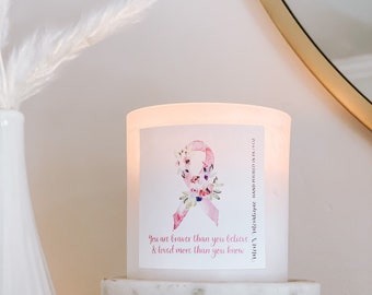 Braver Than You Believe Breast Cancer Support Candle - Natural Coconut Wax Candle - Pockets of Hope Candle