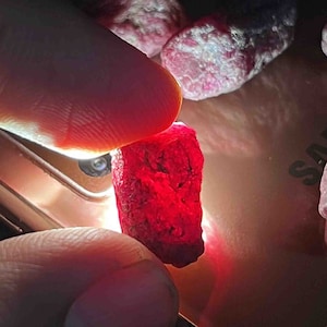 Piedra rubí rojo natural en bruto / Lote transparente en bruto de 15 a 20 mm