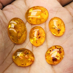 Baltic Amber Cabochon Lot | Smooth Polished Oval Gemstone 17x13mm