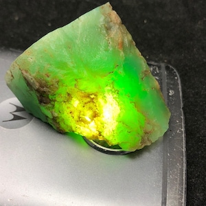 Clean Australian Chrysoprase Slice 239CT | Healing Crystals - Natural Green Chrysoprase Rough, For Jewelry Making & Lapidary 45x30x30MM