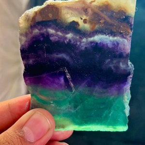 Superb Natural Fluorite Gemstone Slice 761.25 CT, Rainbow Design Fluorite Rough, Raw Multi Color Fluorite For Jewelry Making, 84x62x10MM