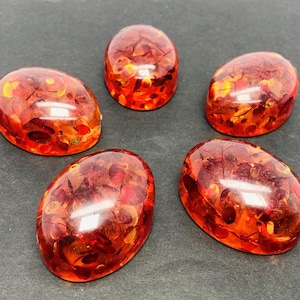 Massive Red Amber Cabochon – Oval Shape | Smooth Hand-Polished Natural Amber for Jewelry Making | Designer Calibrated Gemstone | 39x29MM