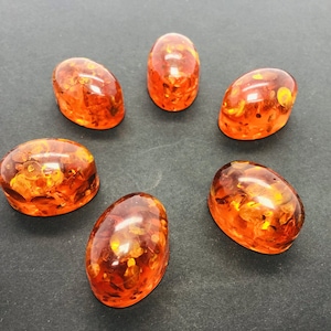 30 x 20 MM, Incredibile Cabochon di Ambra Rossa, Ambra di Design di Qualità AAA, Forma Ovale, Ambra Liscia Lucidata a Mano, Dimensioni Calibrate per la Creazione di Gioielli