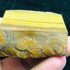 481.5 CT Natural Tiger&#39;s Eye Rough Crystal | Healing Tiger Eye Chunk for Protection & Jewelry Making | Raw Tigers Eye Gemstone | 50x38x21MM