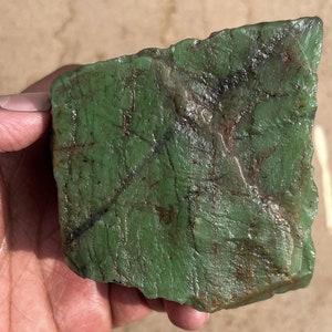 Natural Bright Green Jade Rough by 636.50 Grams | Healing Jade Crystal & Mineral | Raw Jade for Jewelry, Feng Shui And Spiritual Decor