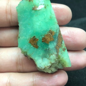 162.8Ct Natural Green Chrysoprase Rough | Healing Chrysoprase Crystals | Raw Chrysoprase Slice For Jewelry, & Stress Relief 57x31x11MM