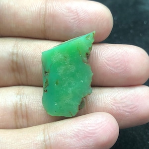 44.5Ct Natural Chrysoprase Rough | Bright Green Healing Crystal | Loose Australian Chrysoprase Slice For Jewelry & Spiritual Uses 31x17x10MM