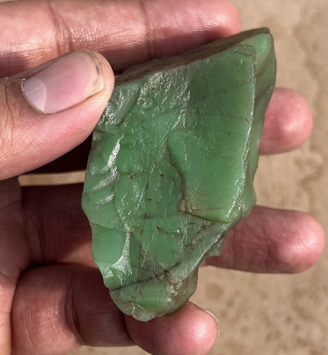Natural Bright Green Jade Gemstone Rough, Excellent Quality, Healing