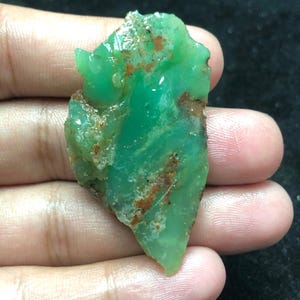 103CT Natural Green Chrysoprase Slice - May birthstone | Healing Chrysoprase Rough For Jewelry & Lapidary 54x31x10MM