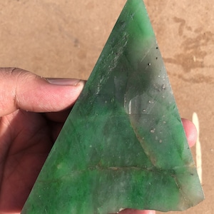 1200 CT Natural Green Jade Rough Slice | Healing Jade Crystal & Mineral Slab | AAA Raw Jade for Jewelry Making, Lapidary | Size 146x80x19MM