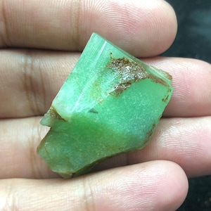 91.5CT AAA Green Chrysoprase Crystals - May Birthstone | Natural Gemstone Slice, Jewelry Making, Healing Stones 36x25x15MM