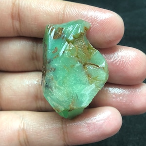 Loose Chrysoprase Gemstone 125.6Ct | Superb Green Rough Slice, Natural Chrysoprase Crystal For Jewelry Making & Healing 40x28x20MM